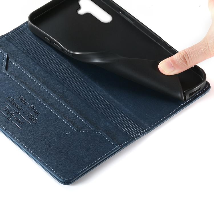 For Samsung Galaxy A15 4G / 5G Dierfeng Metal Snap Magnetic RFID Vegan Leather Phone Case