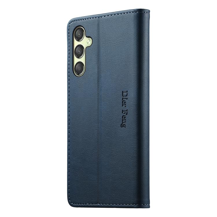 For Samsung Galaxy A25 5G Global Dierfeng Metal Snap Magnetic RFID Vegan Leather Phone Case