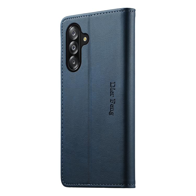 For Samsung Galaxy A26 / A16 / A17 Dierfeng Metal Snap Magnetic RFID Vegan Leather Phone Case