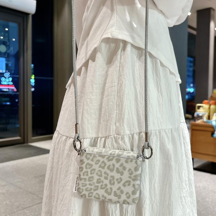 For Huawei Pura X Silver Leopard Print Side Clasp Phone Case with DIY Wrist Crossbody Strap