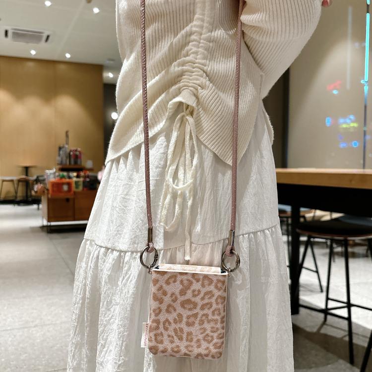 For Motorola Razr 60 / 50 Silver Leopard Print Side Clasp Phone Case with DIY Wrist Crossbody Strap