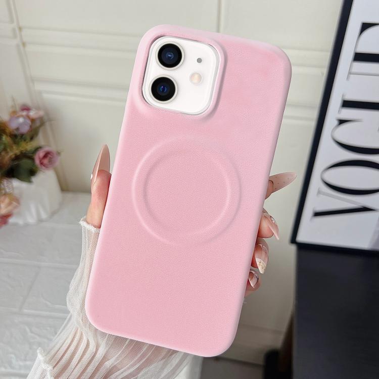 For iPhone 12 / 12 Pro Matte Velvet Finish PC + Vegan Leather Magnetic Phone Case