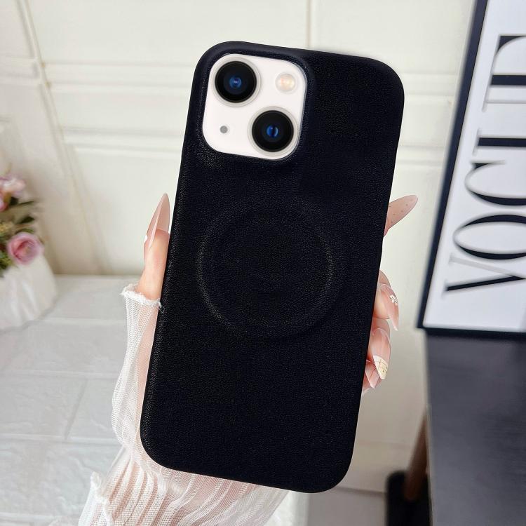 For iPhone 13 / 14 Matte Velvet Finish PC + Vegan Leather Magnetic Phone Case