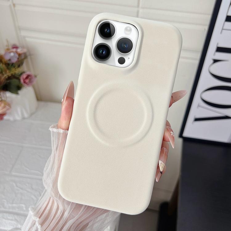 For iPhone 14 Pro Max Matte Velvet Finish PC + Vegan Leather Magnetic Phone Case