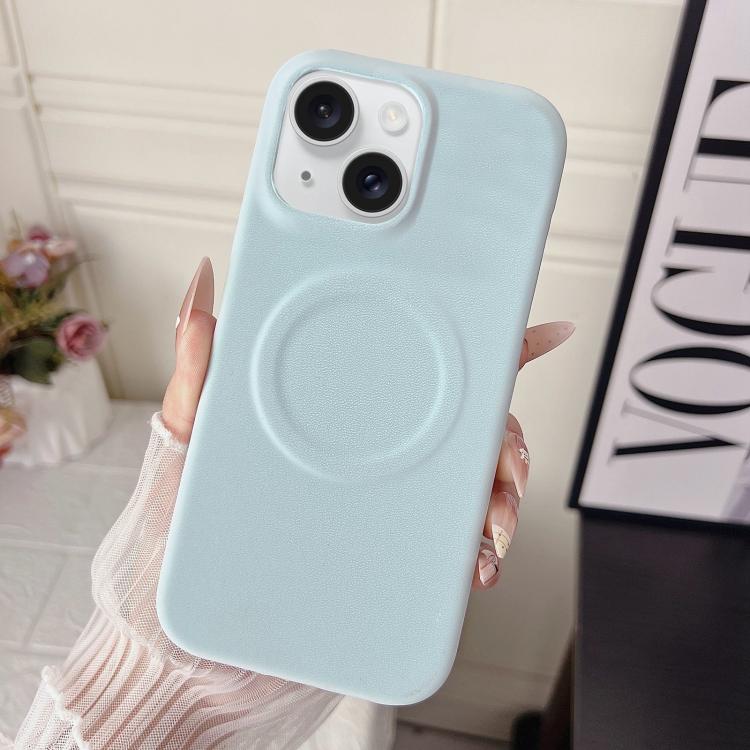 For iPhone 15 Matte Velvet Finish PC + Vegan Leather Magnetic Phone Case