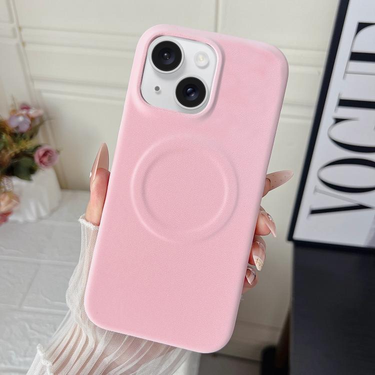 For iPhone 15 Matte Velvet Finish PC + Vegan Leather Magnetic Phone Case