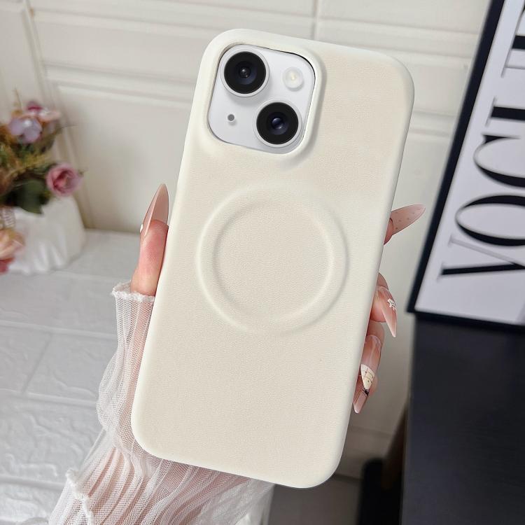For iPhone 15 Matte Velvet Finish PC + Vegan Leather Magnetic Phone Case
