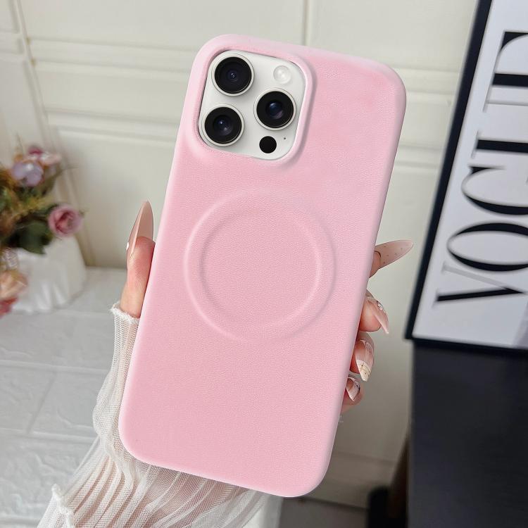 For iPhone 15 Pro Max Matte Velvet Finish PC + Vegan Leather Magnetic Phone Case