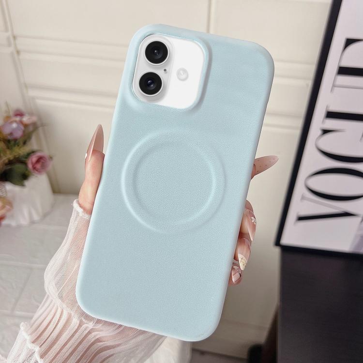 For iPhone 16 Plus Matte Velvet Finish PC + Vegan Leather Magnetic Phone Case