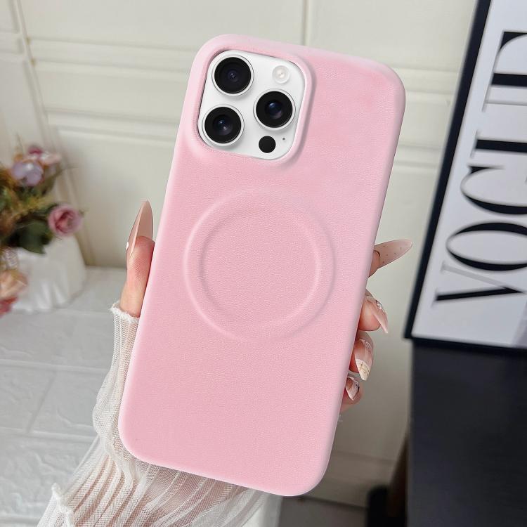 For iPhone 16 Pro Matte Velvet Finish PC + Vegan Leather Magnetic Phone Case