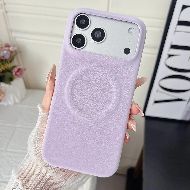 For iPhone 17 Pro Max Matte Velvet Finish PC + Vegan Leather Magnetic Phone Case