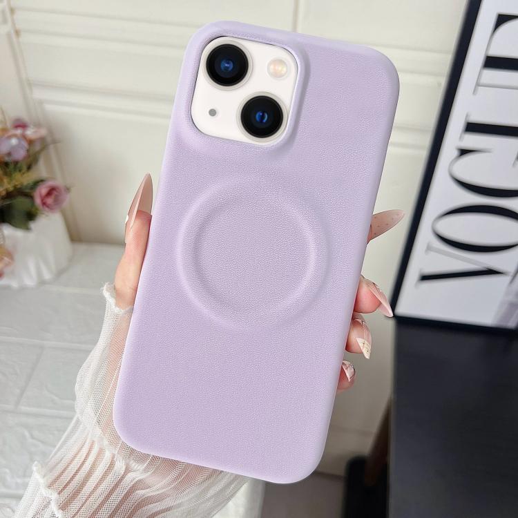For iPhone 14 Plus / 15 Plus Matte Velvet Finish PC + Vegan Leather Magnetic Phone Case