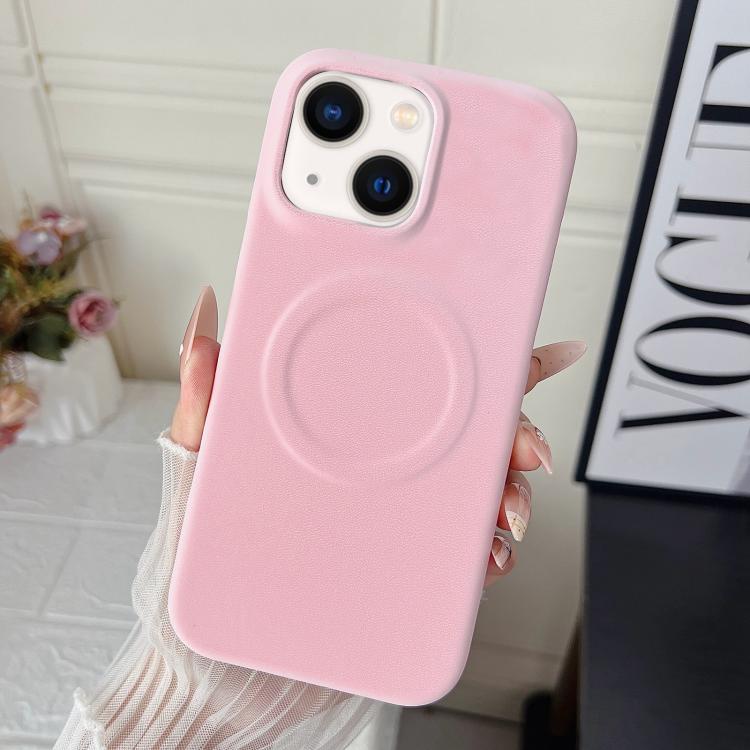 For iPhone 14 Plus / 15 Plus Matte Velvet Finish PC + Vegan Leather Magnetic Phone Case