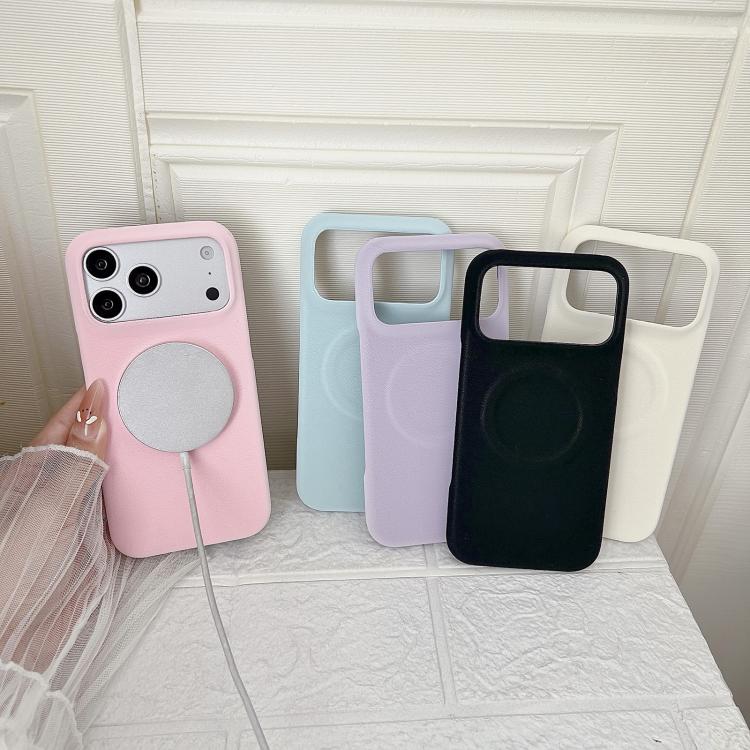 For iPhone 16 Pro Max Matte Velvet Finish PC + Vegan Leather Magnetic Phone Case