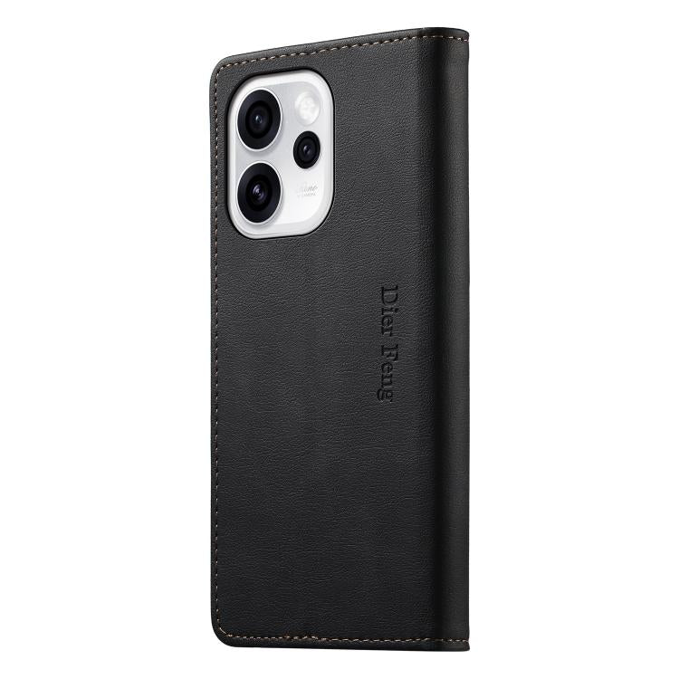 For OPPO Reno15 Pro / Reno15 Pro Max 5G Global Dierfeng Metal Snap Magnetic RFID Vegan Leather Phone Case