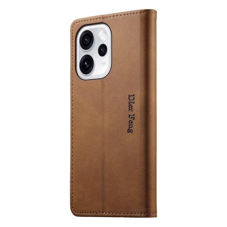 For OPPO Reno15 Pro / Reno15 Pro Max 5G Global Dierfeng Metal Snap Magnetic RFID Vegan Leather Phone Case