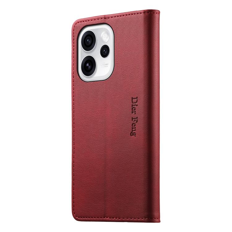 For OPPO Reno15 Pro / Reno15 Pro Max 5G Global Dierfeng Metal Snap Magnetic RFID Vegan Leather Phone Case