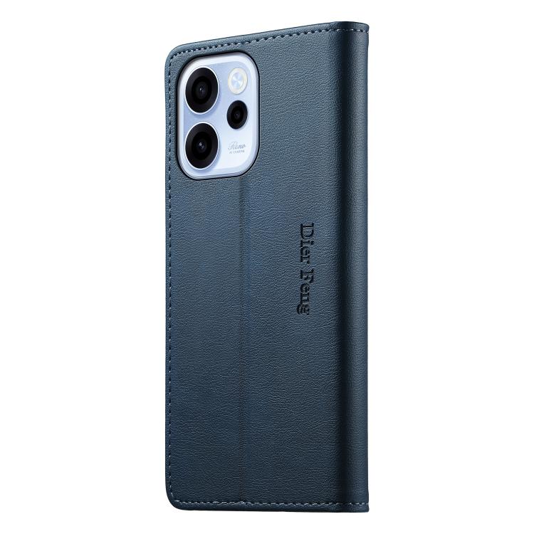 For OPPO Reno15 F 5G Dierfeng Metal Snap Magnetic RFID Vegan Leather Phone Case