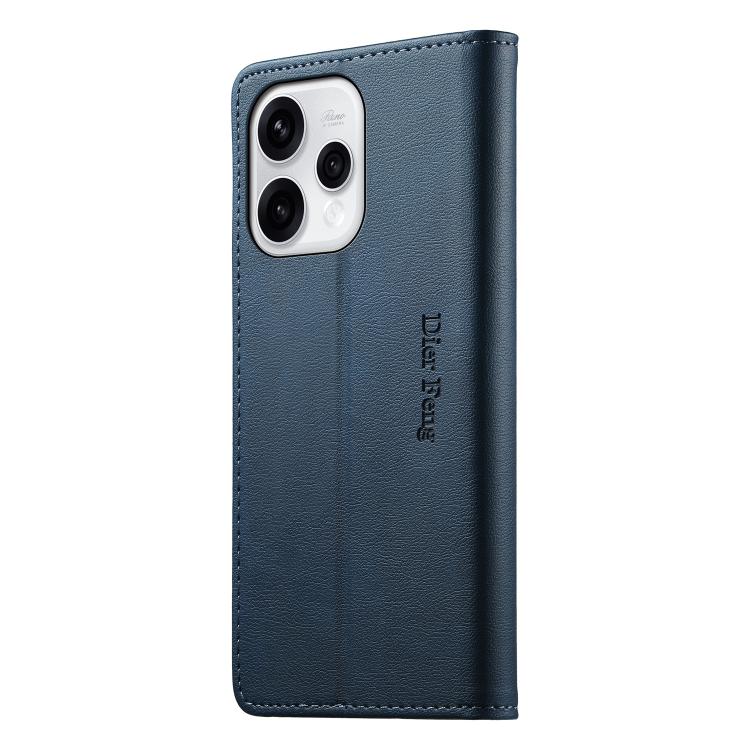 For OPPO Reno15 5G Global / Reno 15c 5G Dierfeng Metal Snap Magnetic RFID Vegan Leather Phone Case