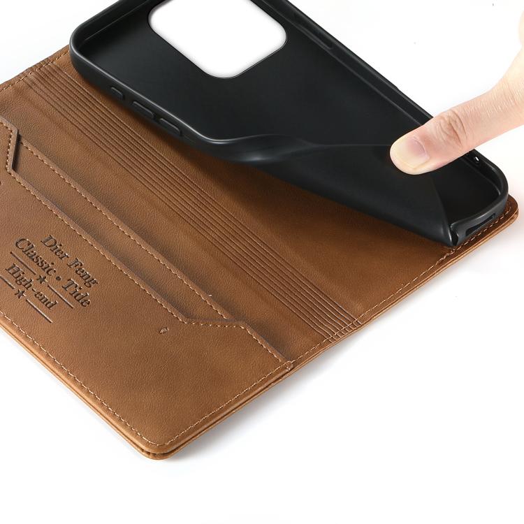 For OPPO Reno14 Global / Reno14 F 5G Dierfeng Metal Snap Magnetic RFID Vegan Leather Phone Case