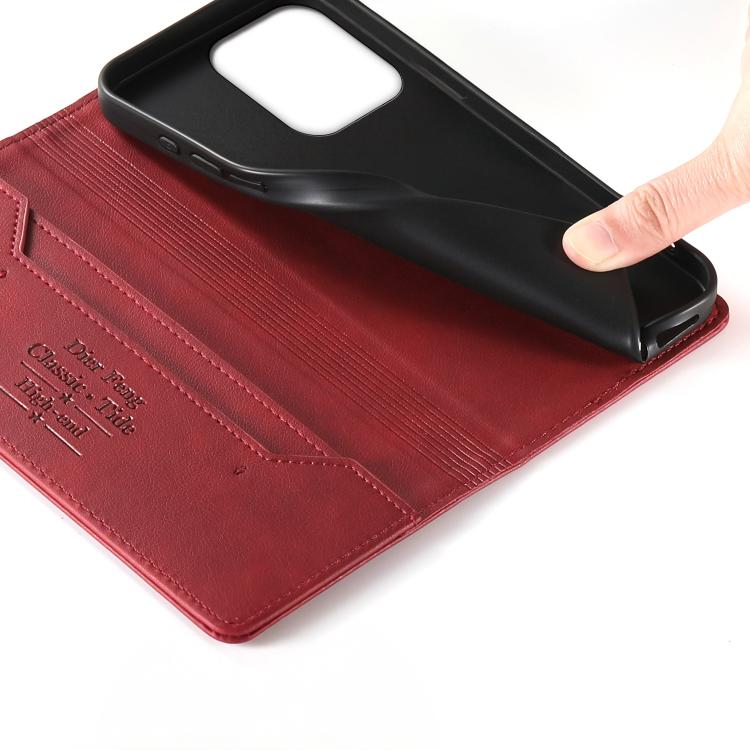 For OPPO Reno14 Global / Reno14 F 5G Dierfeng Metal Snap Magnetic RFID Vegan Leather Phone Case