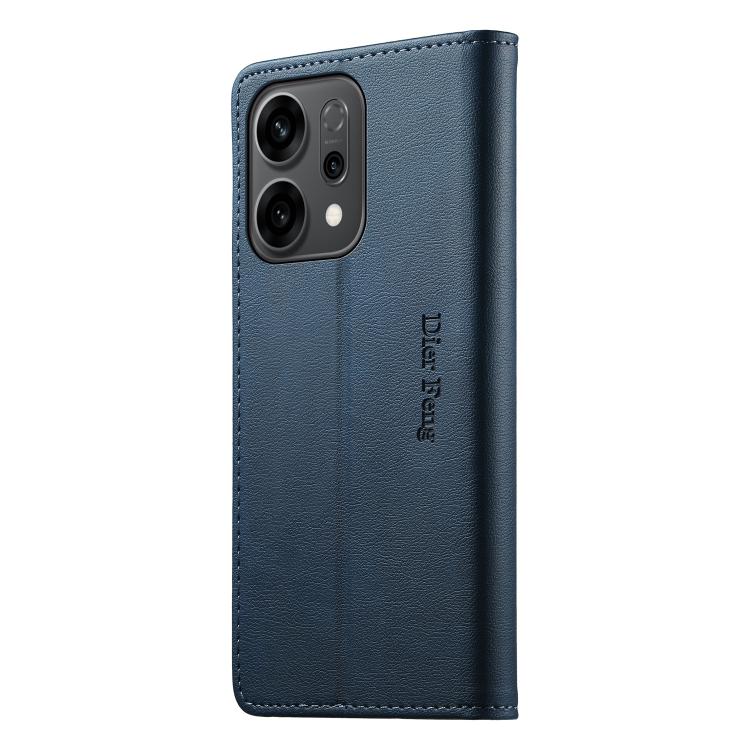 For OPPO Reno14 Global / Reno14 F 5G Dierfeng Metal Snap Magnetic RFID Vegan Leather Phone Case