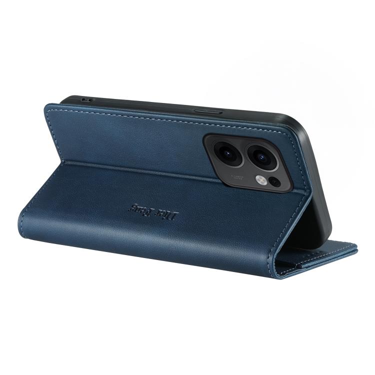 For OPPO Reno13 F 5G Dierfeng Metal Snap Magnetic RFID Vegan Leather Phone Case