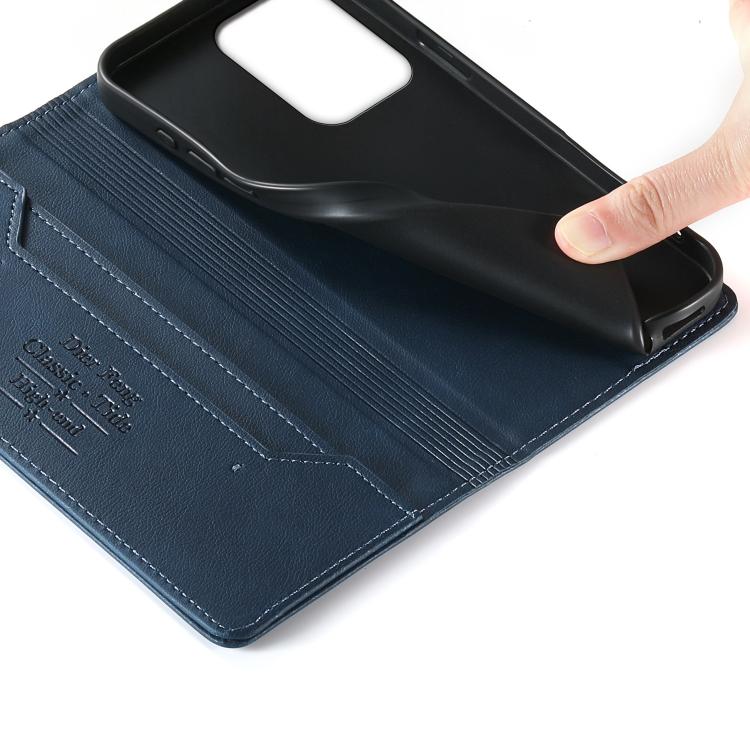 For OPPO Reno13 F 5G Dierfeng Metal Snap Magnetic RFID Vegan Leather Phone Case