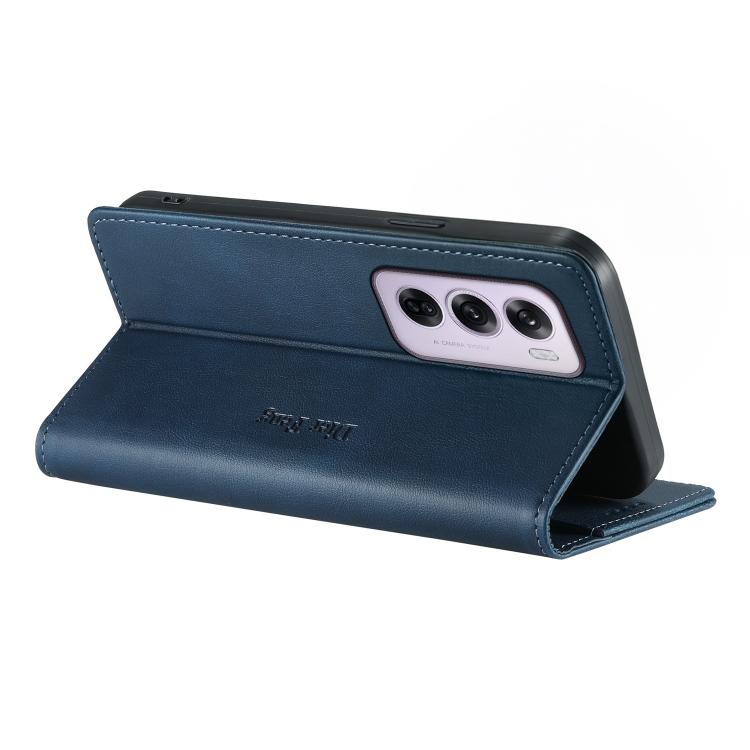 For OPPO Reno12 Pro Global Dierfeng Metal Snap Magnetic RFID Vegan Leather Phone Case