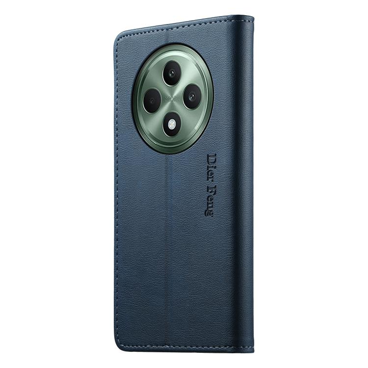 For OPPO Reno12 F 4G / 5G / F27 Dierfeng Metal Snap Magnetic RFID Vegan Leather Phone Case