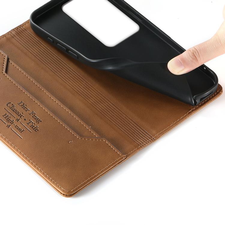 For OPPO Reno11 F / F25 Pro Dierfeng Metal Snap Magnetic RFID Vegan Leather Phone Case