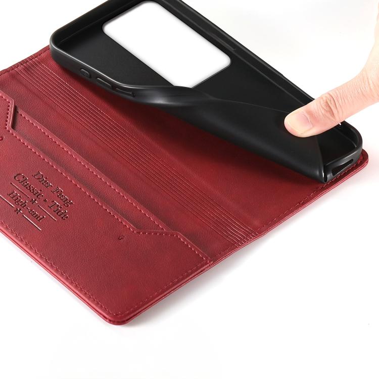 For OPPO Reno11 F / F25 Pro Dierfeng Metal Snap Magnetic RFID Vegan Leather Phone Case