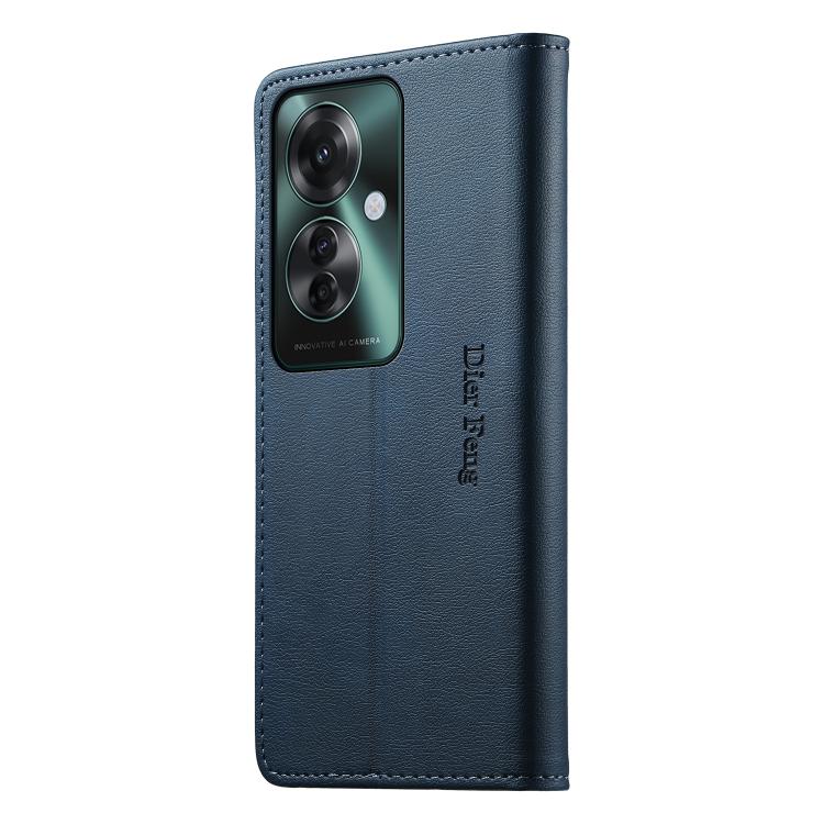 For OPPO Reno11 F / F25 Pro Dierfeng Metal Snap Magnetic RFID Vegan Leather Phone Case