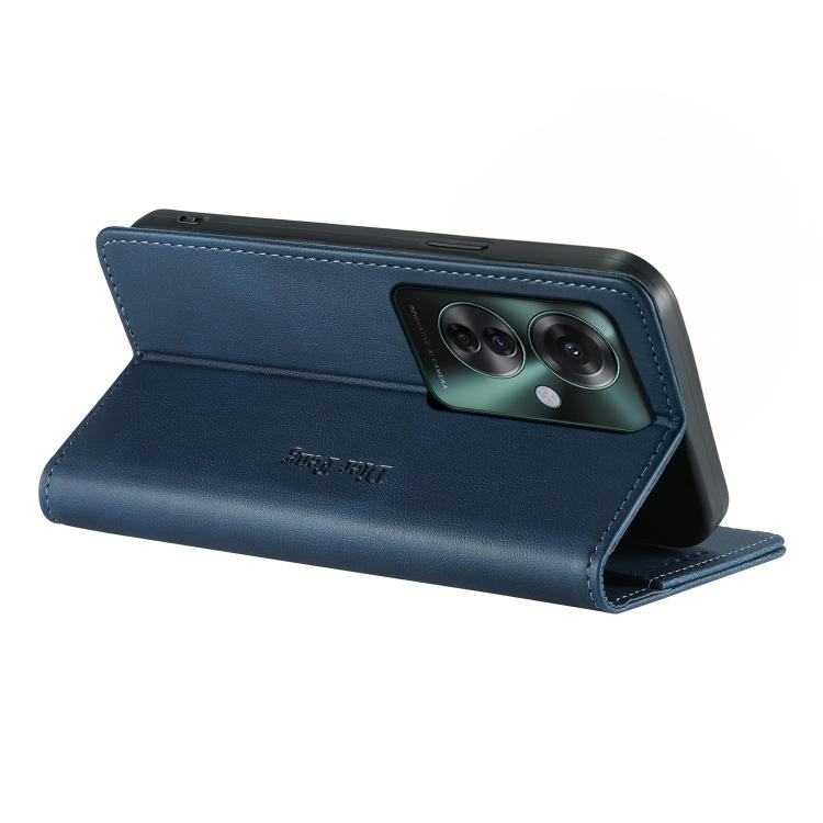 For OPPO Reno11 F / F25 Pro Dierfeng Metal Snap Magnetic RFID Vegan Leather Phone Case