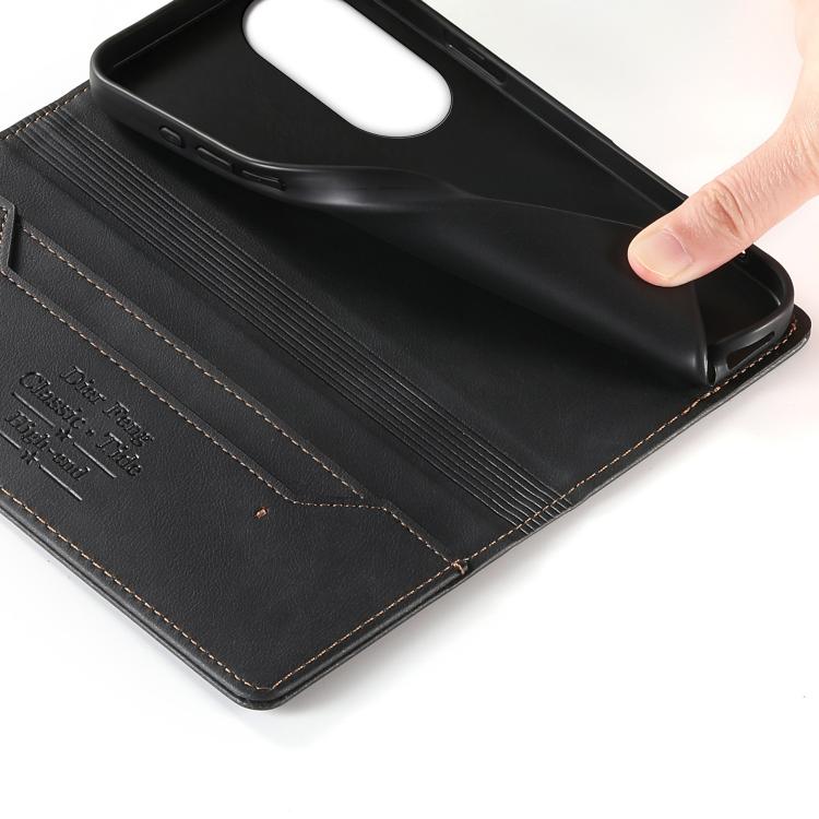 For OPPO Reno10 Global / Reno10 Pro Global Dierfeng Metal Snap Magnetic RFID Vegan Leather Phone Case
