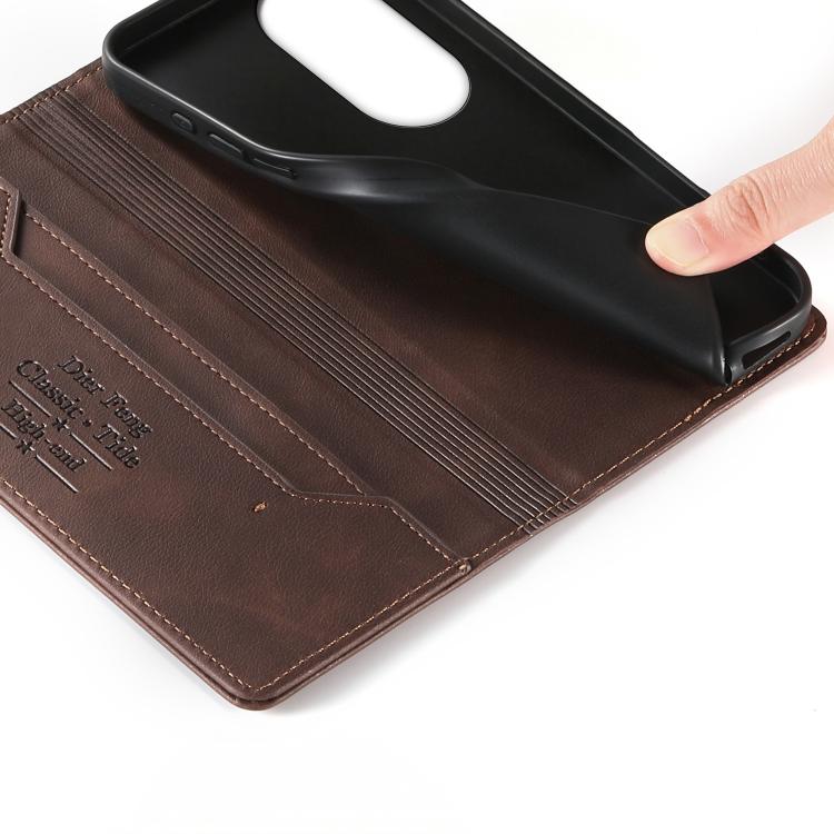 For OPPO Reno10 Global / Reno10 Pro Global Dierfeng Metal Snap Magnetic RFID Vegan Leather Phone Case