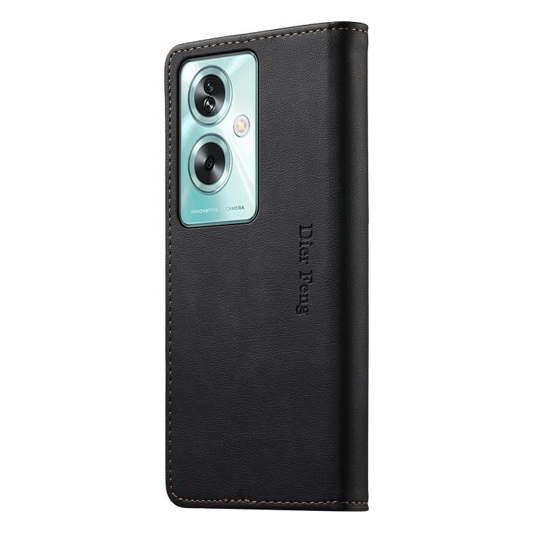 For OPPO A79 5G / OPPO A2x Dierfeng Metal Snap Magnetic RFID Vegan Leather Phone Case