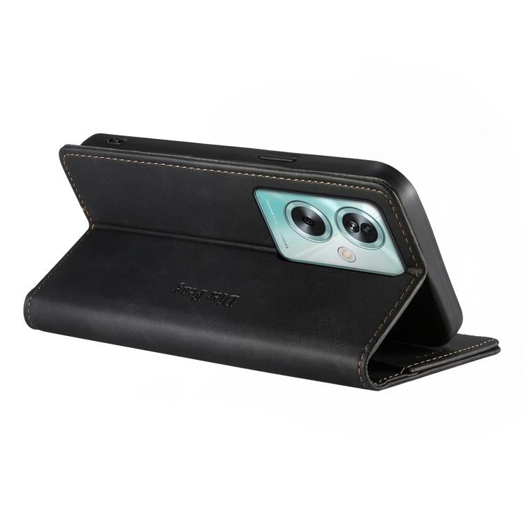 For OPPO A79 5G / OPPO A2x Dierfeng Metal Snap Magnetic RFID Vegan Leather Phone Case