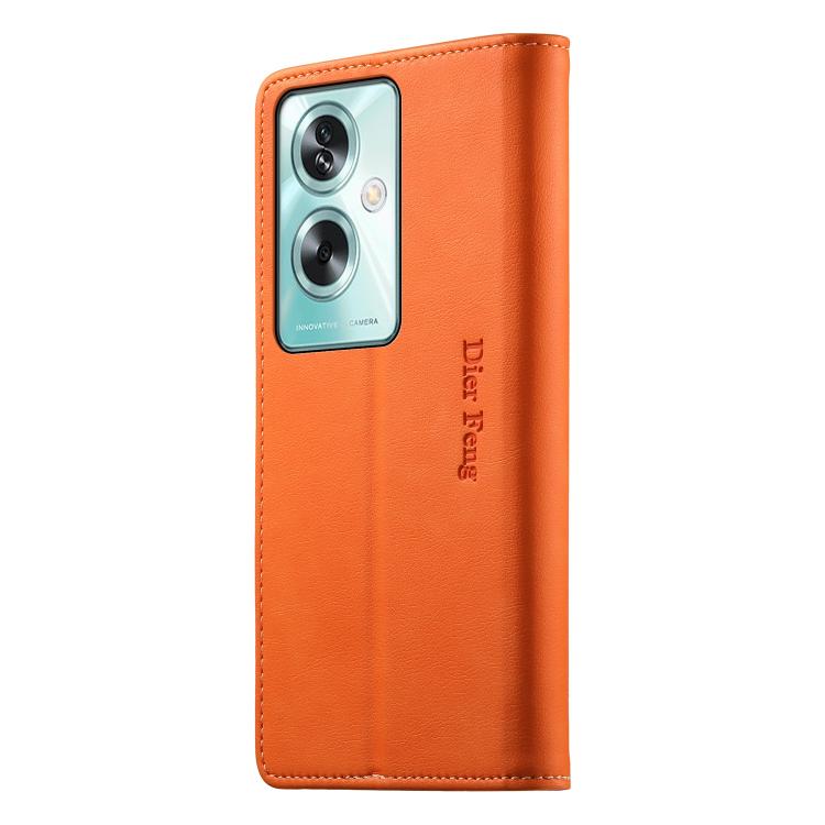 For OPPO A79 5G / OPPO A2x Dierfeng Metal Snap Magnetic RFID Vegan Leather Phone Case