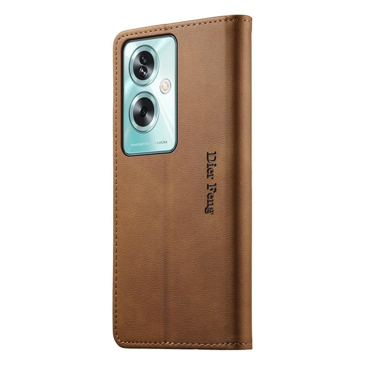 For OPPO A79 5G / OPPO A2x Dierfeng Metal Snap Magnetic RFID Vegan Leather Phone Case