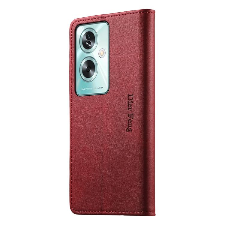 For OPPO A79 5G / OPPO A2x Dierfeng Metal Snap Magnetic RFID Vegan Leather Phone Case