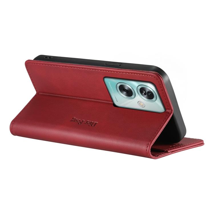 For OPPO A79 5G / OPPO A2x Dierfeng Metal Snap Magnetic RFID Vegan Leather Phone Case