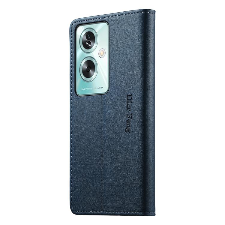 For OPPO A79 5G / OPPO A2x Dierfeng Metal Snap Magnetic RFID Vegan Leather Phone Case