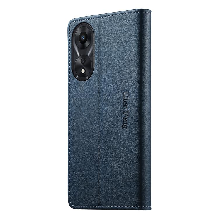 For OPPO A78 5G / OPPO A1x Dierfeng Metal Snap Magnetic RFID Vegan Leather Phone Case