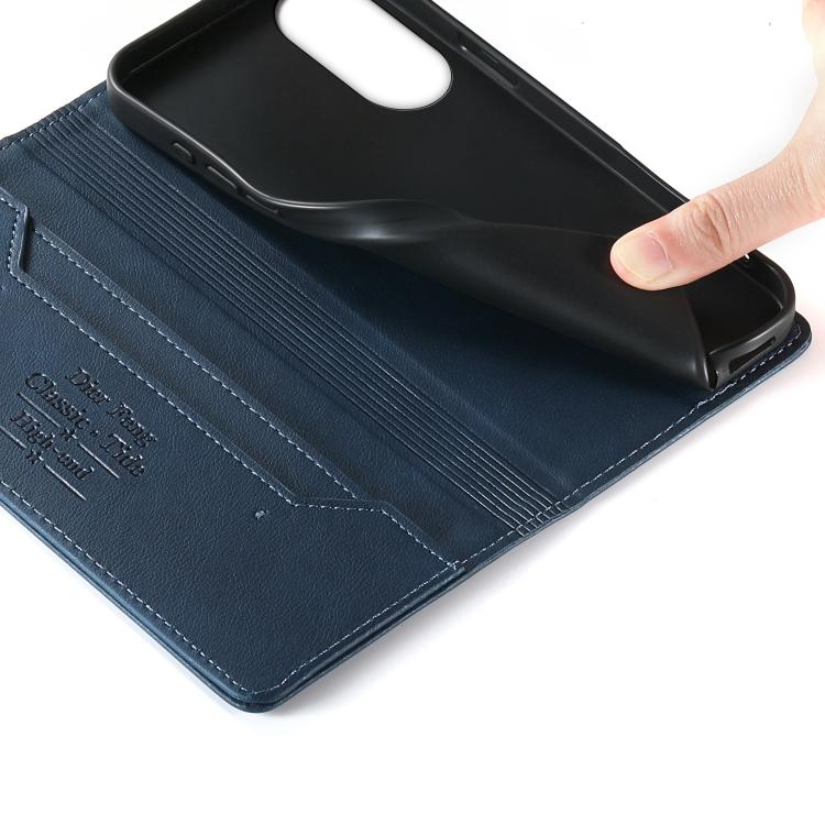 For OPPO A78 5G / OPPO A1x Dierfeng Metal Snap Magnetic RFID Vegan Leather Phone Case