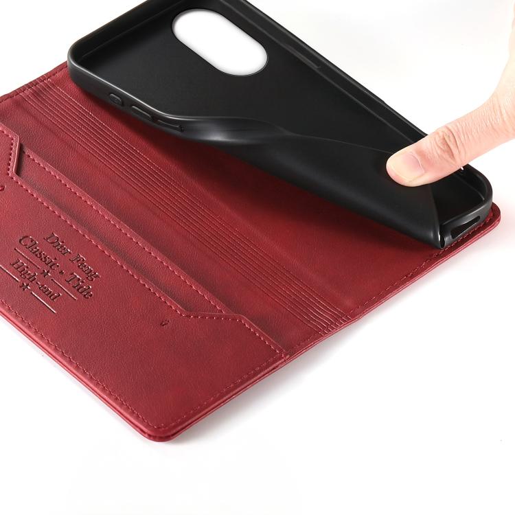 For OPPO A18 / OPPO A38 Dierfeng Metal Snap Magnetic RFID Vegan Leather Phone Case