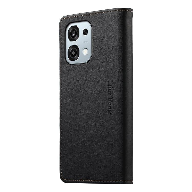 For OPPO A6 Pro 4G / 5G Global / F31 5G Dierfeng Metal Snap Magnetic RFID Vegan Leather Phone Case