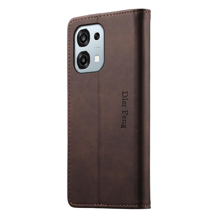 For OPPO A6 Pro 4G / 5G Global / F31 5G Dierfeng Metal Snap Magnetic RFID Vegan Leather Phone Case