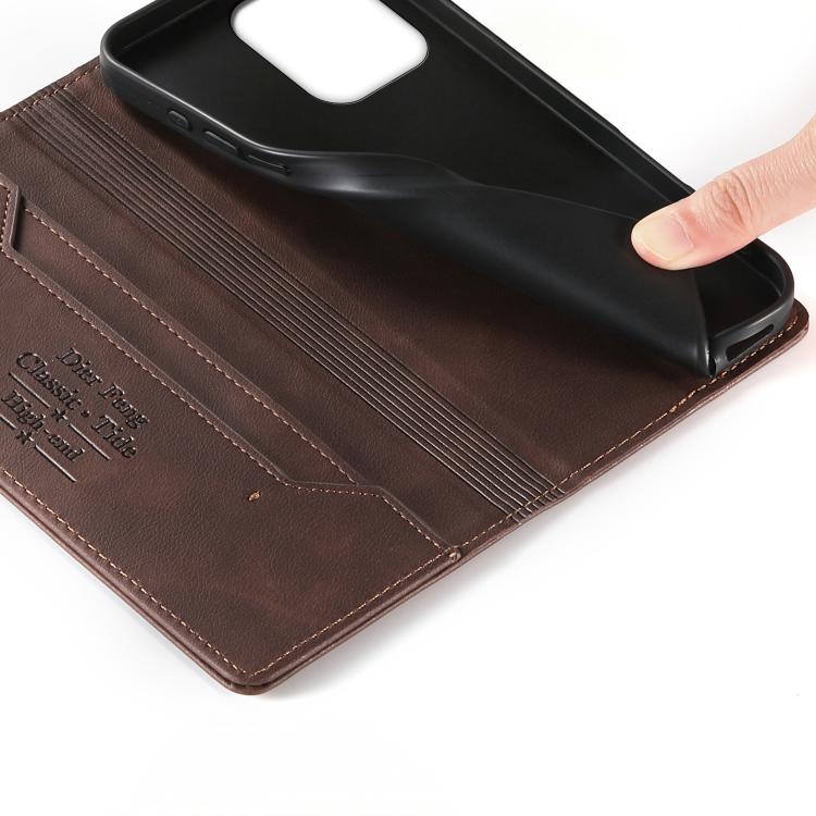 For OPPO A6 Pro 4G / 5G Global / F31 5G Dierfeng Metal Snap Magnetic RFID Vegan Leather Phone Case