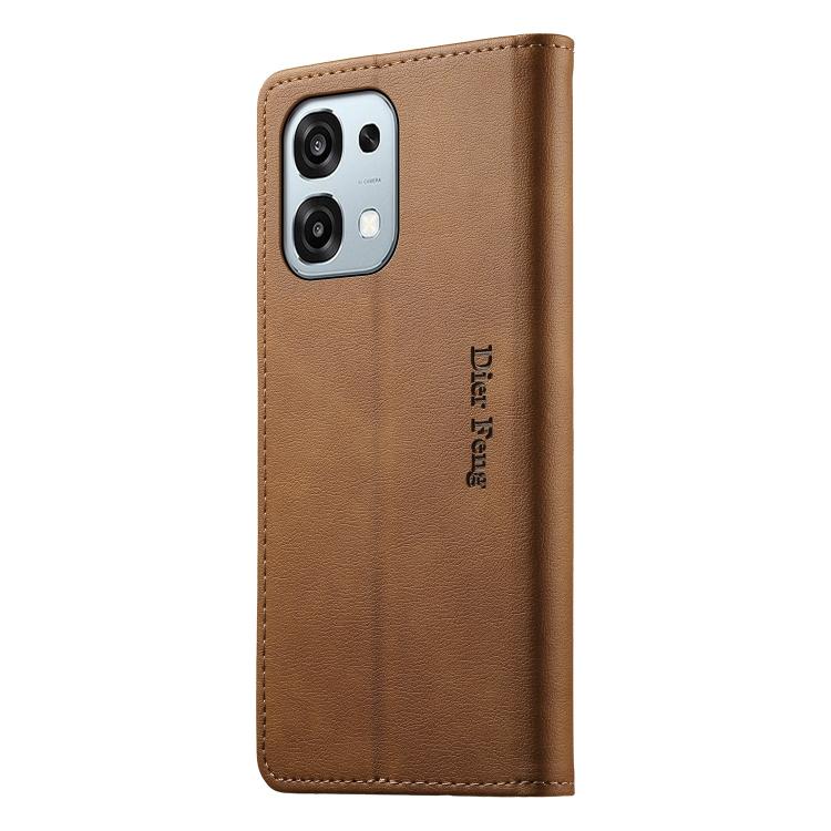 For OPPO A6 Pro 4G / 5G Global / F31 5G Dierfeng Metal Snap Magnetic RFID Vegan Leather Phone Case